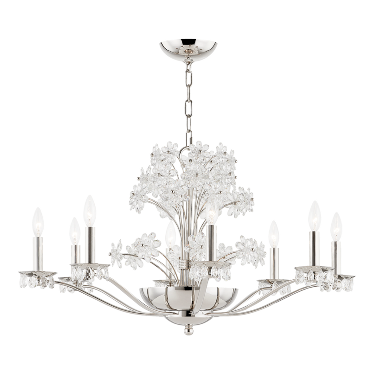 Beaumont Chandelier, 10-Light, Polished Nickel, 34"W (4438-PN A5KJF)