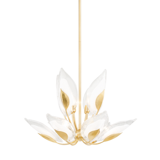 Blossom Chandelier, 10-Light, Gold Leaf, Clear Shade, 29"W (4829-GL A5KJQ)