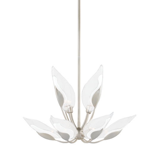 Blossom Chandelier, 10-Light, Silver Leaf, Clear Shade, 29"W (4829-SL A8G9X)