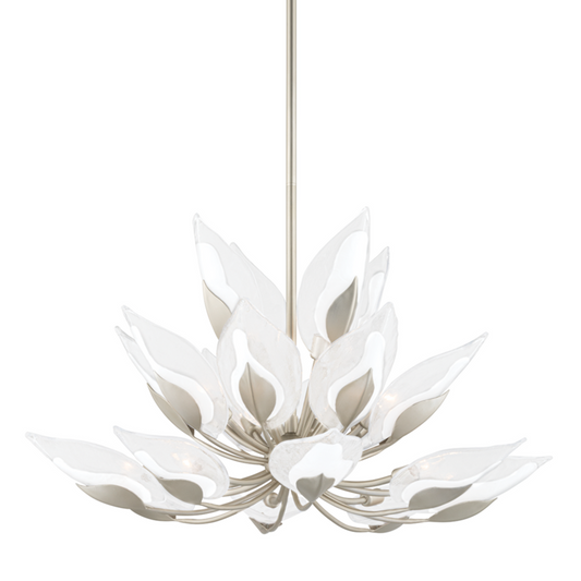 Blossom Chandelier, 20-Light, Silver Leaf, Clear Shade, 40.5"W (4840-SL A8G9Y)