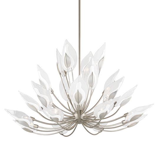 Blossom Chandelier, 24-Light, Silver Leaf, Clear Shade, 55"W (4856-SL A8GA0)