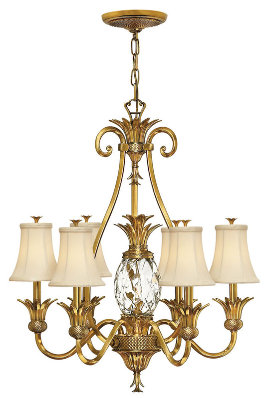 Plantation Chandelier, 7-Light, Burnished Brass, 28"W (4886BB CZAQ)