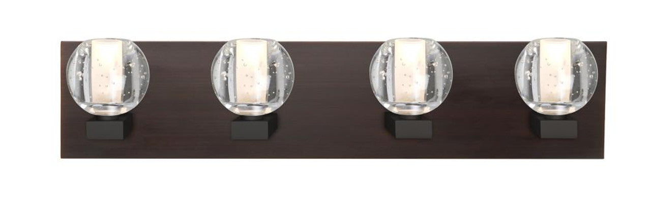 Boca Bath Vanity, 4-Light, LED, Bronze, Clear Bubble Glass, 30"W (4WF-BOCABB-LED-BR 2QDHU9)