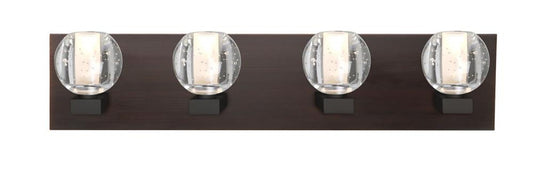 Boca Bath Vanity, 4-Light, LED, Bronze, Clear Bubble Glass, 30"W (4WF-BOCABB-LED-BR 2QDHU9)