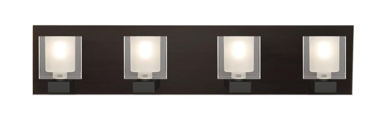 Bolo Bath Vanity, 4-Light, LED, Bronze, Clear/Frost Glass, 30"W (4WF-BOLOFR-LED-BR 2QGKHY)