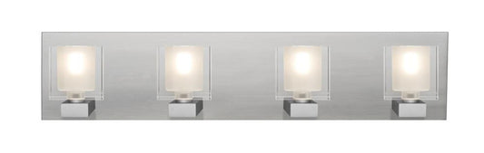 Bolo Bath Vanity, 4-Light, LED, Satin Nickel, Clear/Frost Glass, 30"W (4WF-BOLOFR-LED-SN 2QGKHZ)