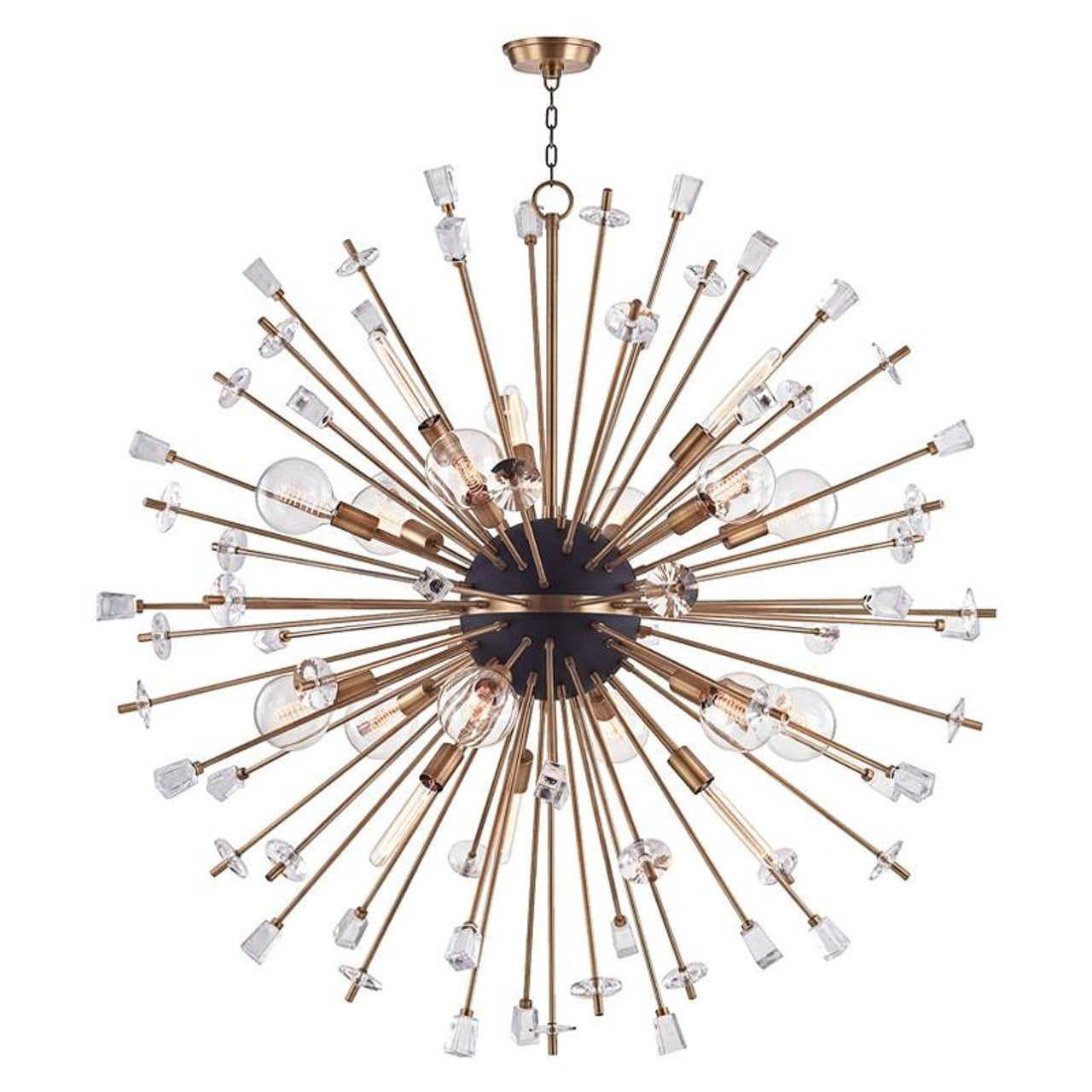 Liberty Chandelier, 18-Light, Aged Brass, Clear Shade, 60"W (5060-AGB 9ZH4W)