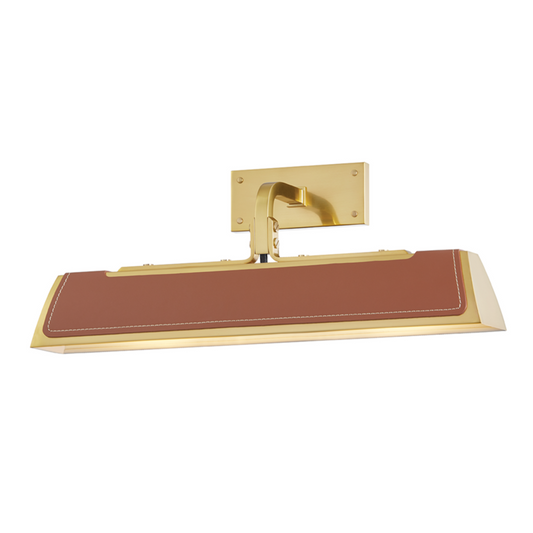 Holtsville Wall Sconce, 2-Light, Aged Brass, Saddle Leather, 7.25"H (5318-AGB A5LFE)