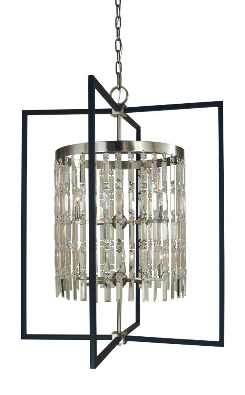 Hannah Foyer Chandelier, 10-Light, Brushed Nickel/Matte Black, 32"W (5338 BN/MBLACK A08AP)