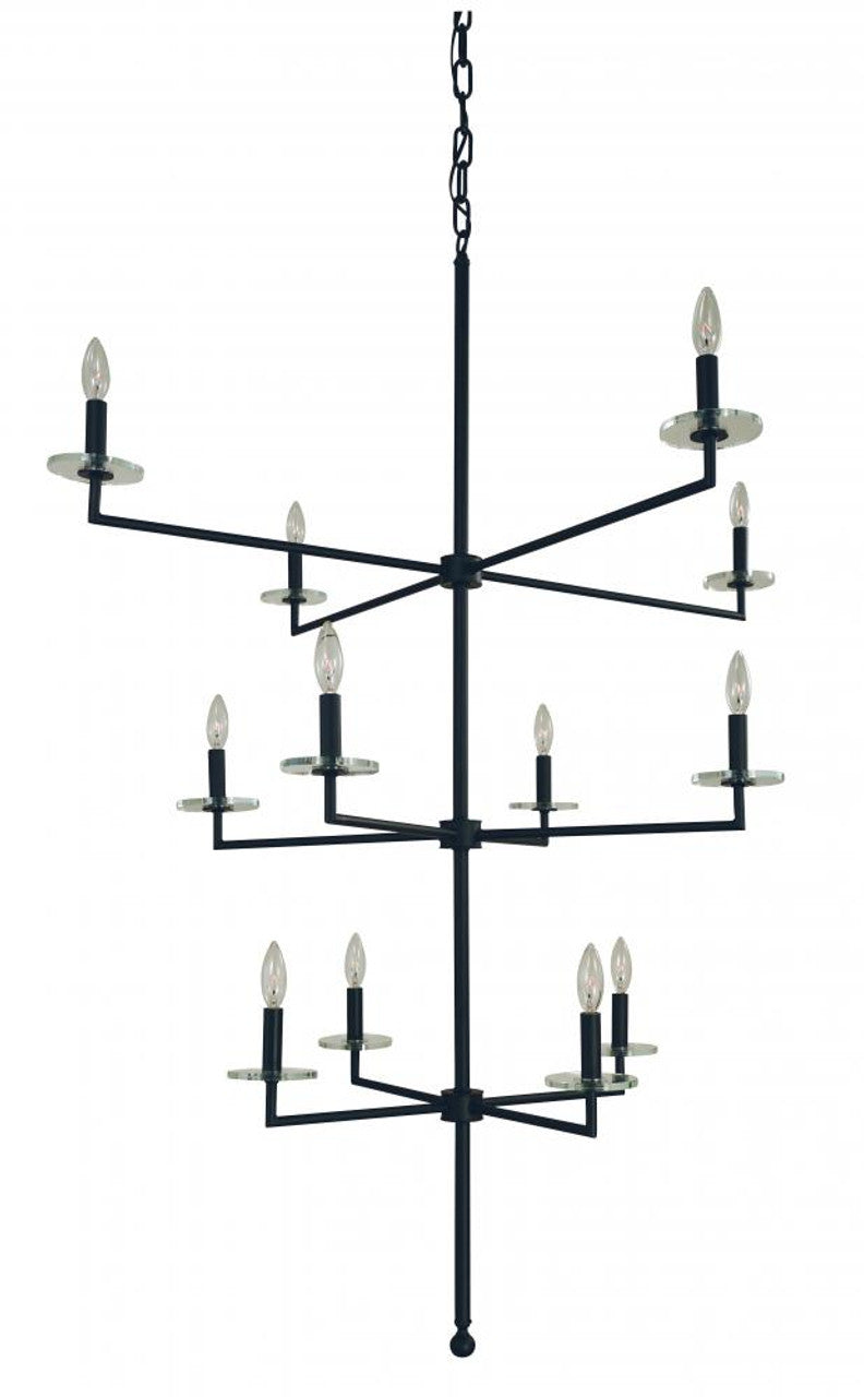 Muse Foyer Chandelier, 12-Light, Matte Black, 39"W (5452 Mblack A098D)