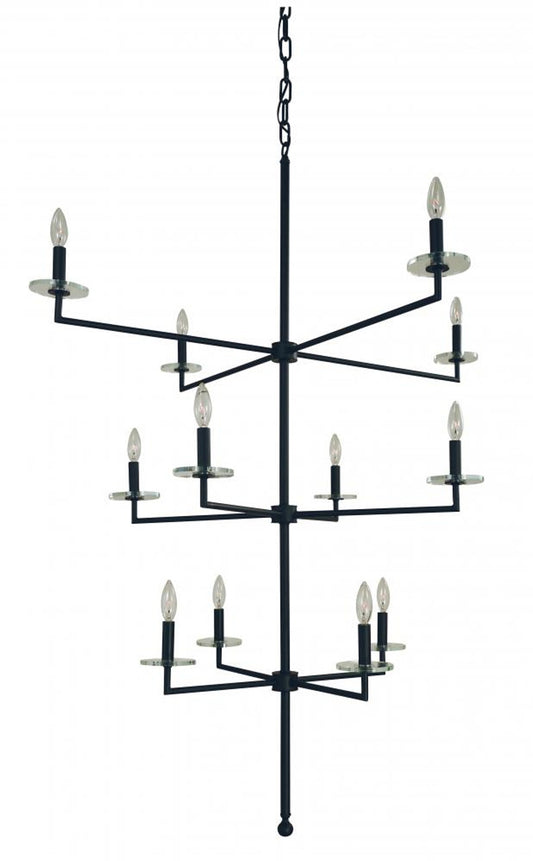 Muse Foyer Chandelier, 12-Light, Matte Black, 39"W (5452 Mblack A098D)