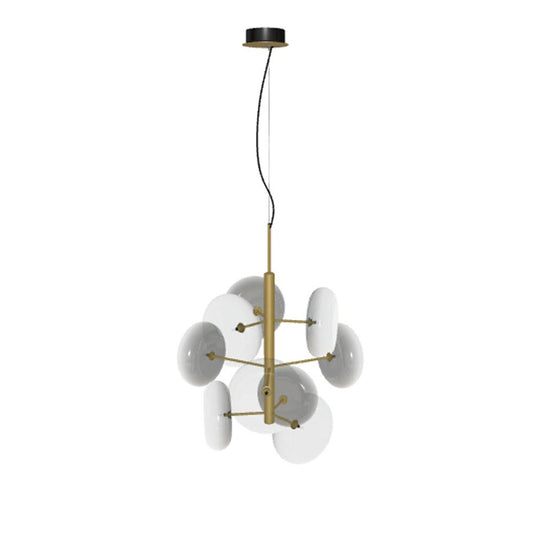 Spark Pendant, 9-Light, Natural Brass, Shaded Smoke Gray Glass, 26.38"W (56.32 M352 V009 8021V9U)