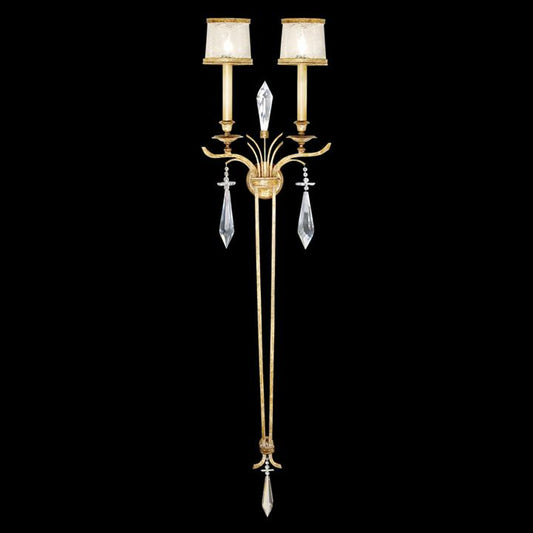 Monte Carlo Wall Sconce, 2-Light, Gold Leaf, Hand-Blown Swirled Crystal Shades, 65"H (570450ST 6CPP)