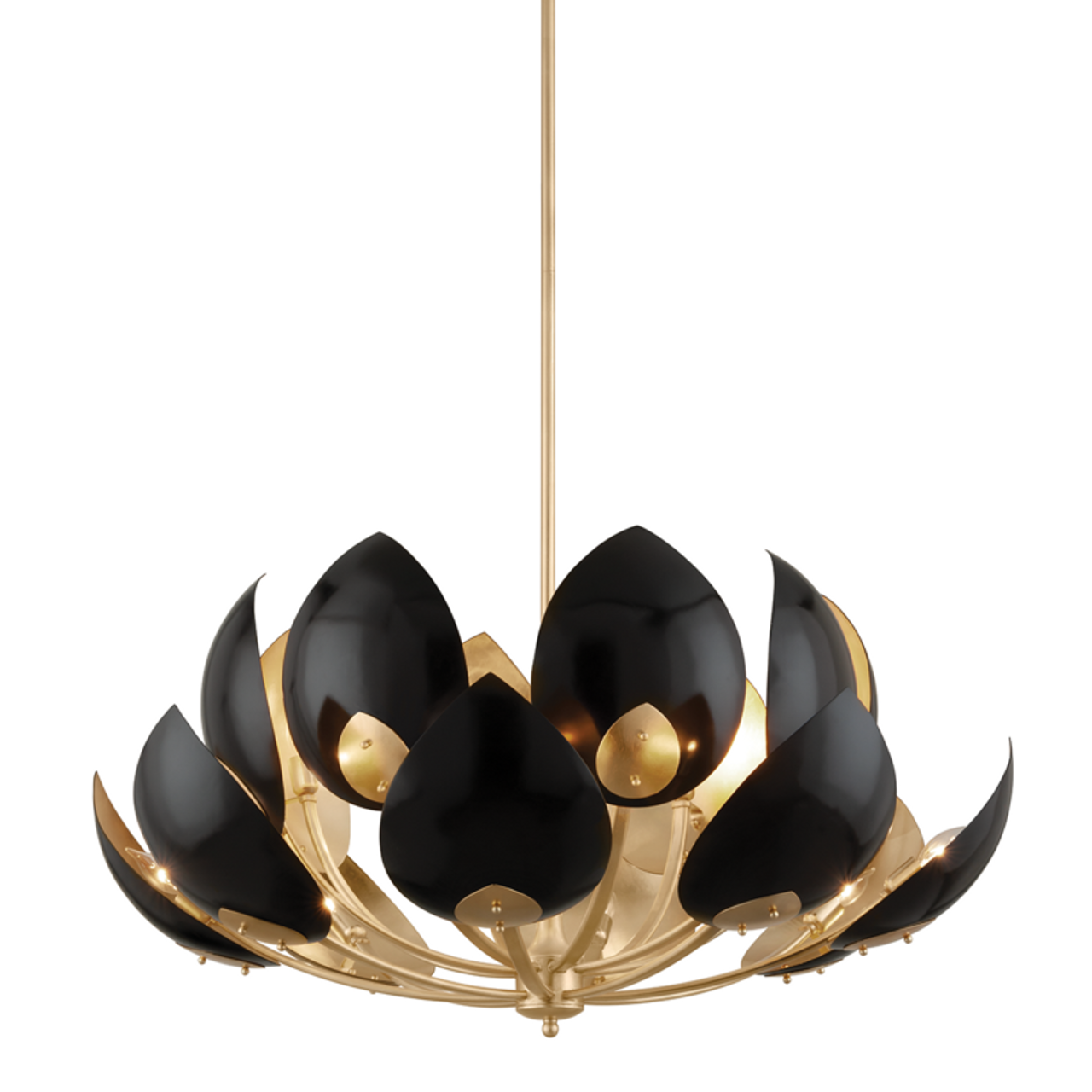 Lotus Chandelier, 16-Light, Gold Leaf, Black, 38.5"W (5739-GL/BK A5LFV)