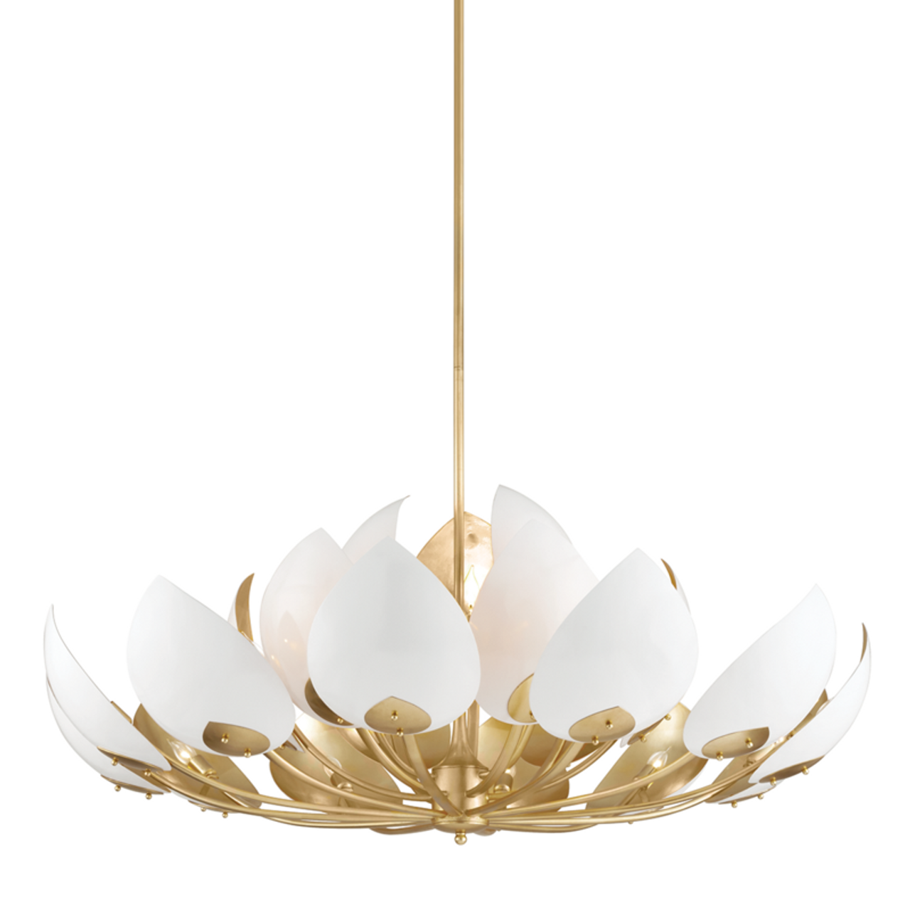 Lotus Chandelier, 21-Light, Gold Leaf, White, 54"W (5754-GL/WH A5LFY)