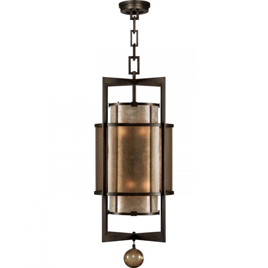 Singapore Moderne Pendant, Round, 6-Light, Brown Patinated Bronze, Translucent Mica Shade, 18"W (591240ST 6DN0)