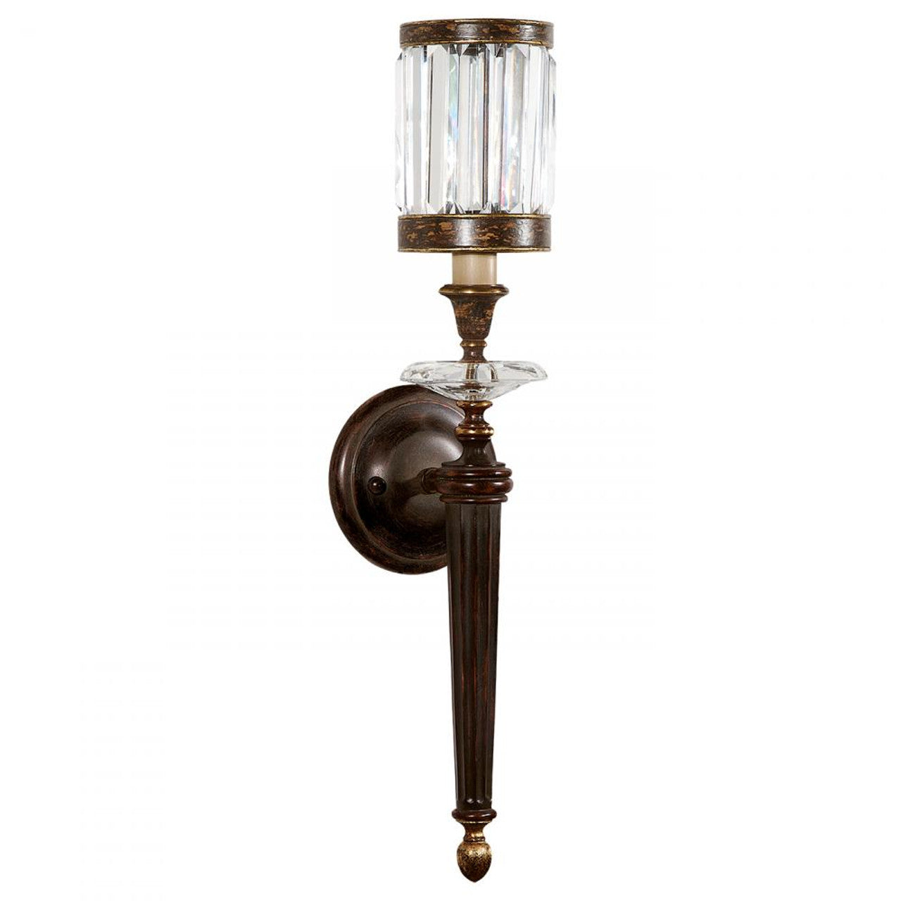 Eaton Place Wall Sconce, 1-Light, Rustic Iron, Garnet Undertones, Faceted Channel-Set Crystal Shades, 24"H (605750ST 6DNX)