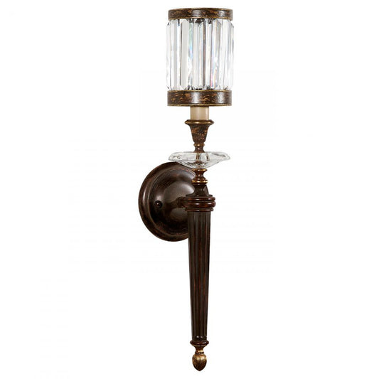 Eaton Place Wall Sconce, 1-Light, Rustic Iron, Garnet Undertones, Faceted Channel-Set Crystal Shades, 24"H (605750ST 6DNX)