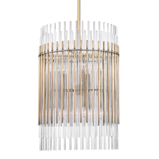 Wallis Pendant, 10-Light, Aged Brass, Clear Shade, 20.75"W (6320-AGB 9ZG58)