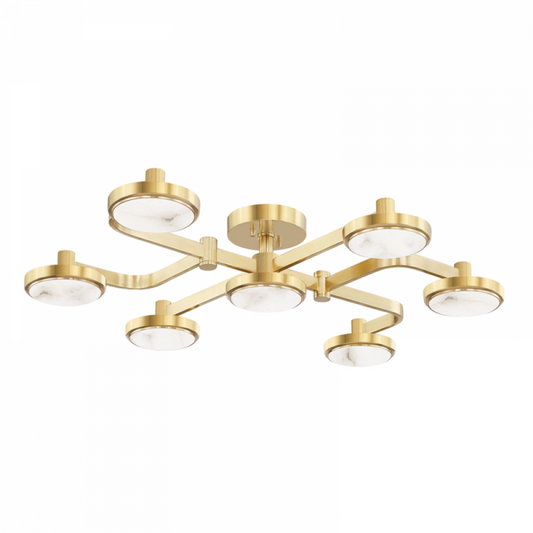 Meander Chandelier, 6-Light, LED, Aged Brass, 29"W (6332-Agb A8L7M)