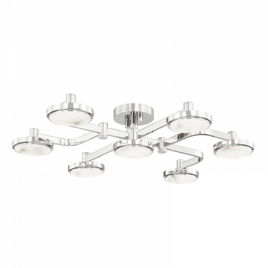 Meander Chandelier, 6-Light, LED, Polished Nickel, 29"W (6332-Pn A8L7N)