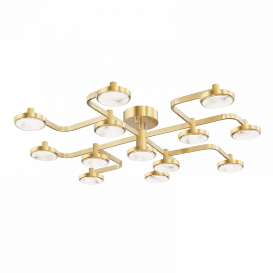 Meander Chandelier, 13-Light, LED, Aged Brass, 43.25"W (6343-Agb A8L7R)