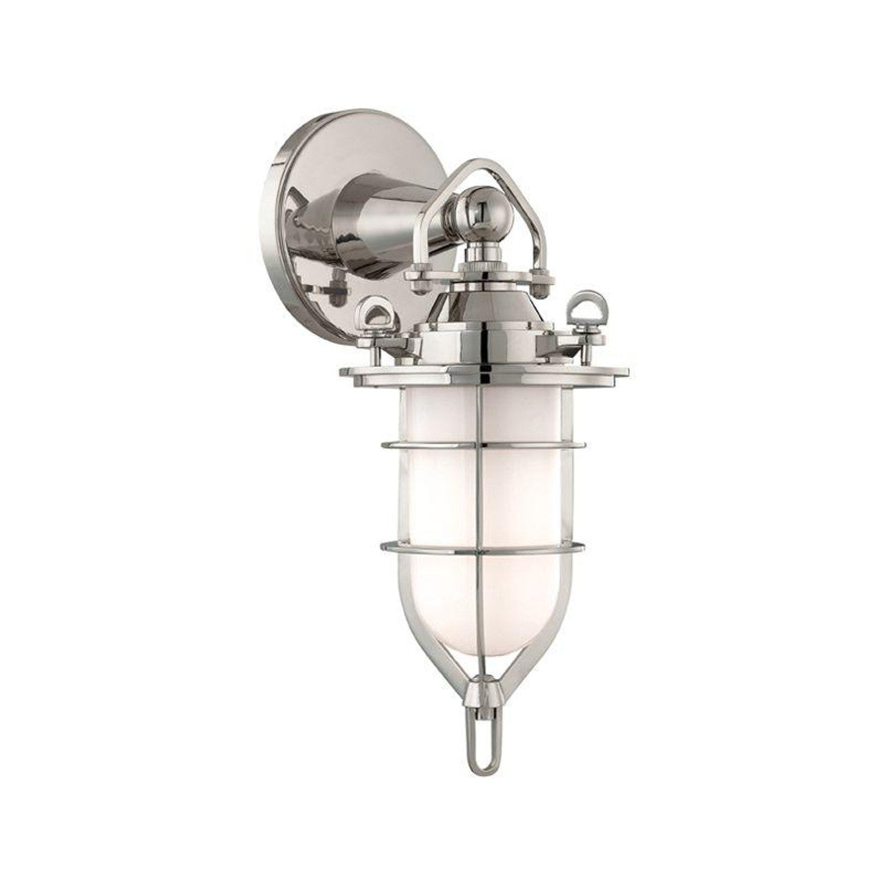 New Canaan Bathroom Wall Sconce, 1-Light, Polished Nickel, Opal Glossy Shade, 15"H (6501-PN MCXN)