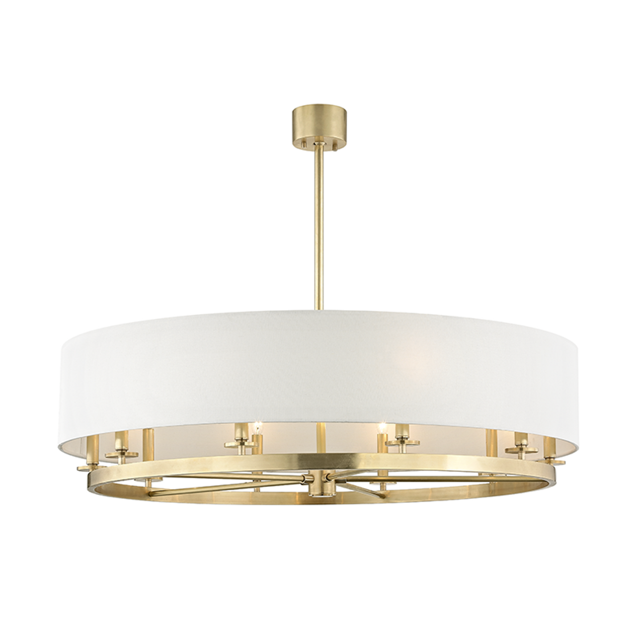 Durham Chandelier, 10-Light, Aged Brass, Off White Shade, 42"W (6542-AGB A2KU4)