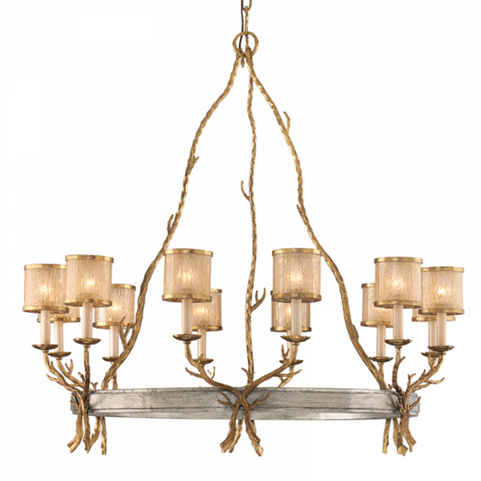 Parc Royale Chandelier, 12-Light, Gold, Silver, Silver Shade, 41.5"H (66-012-VGL/SSL CY7W)