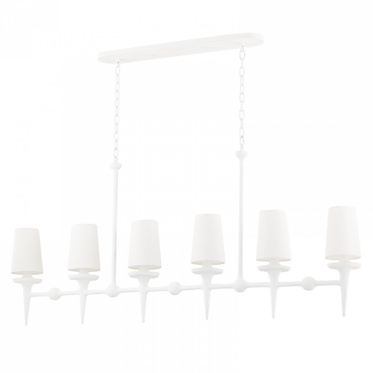 Torch Linear Chandelier, 6-Light, White Plaster, 58"W (6658-Wp A8M49)