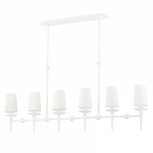 Torch Linear Chandelier, 6-Light, White Plaster, 58"W (6658-Wp A8M49)