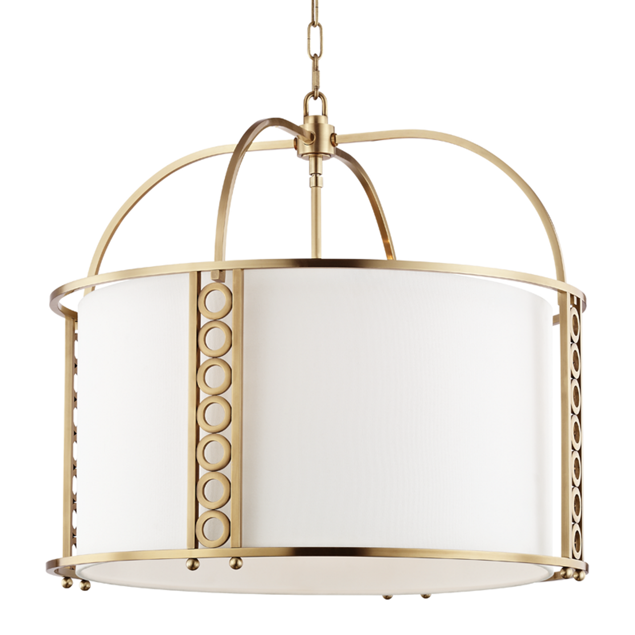 Infinity Pendant, 8-Light, Aged Brass, Off White Shade, 24"W (6724-AGB A2KUG)