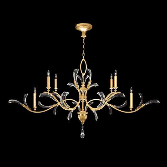 Beveled Arcs Chandelier, Oblong, 6-Light, Gold Leaf, 74"W (700840-SF3 NHZR)