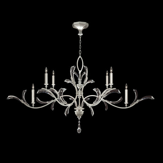 Beveled Arcs Chandelier, Oblong, 6-Light, Silver Leaf, 74"W (700840-SF4 NHZT)