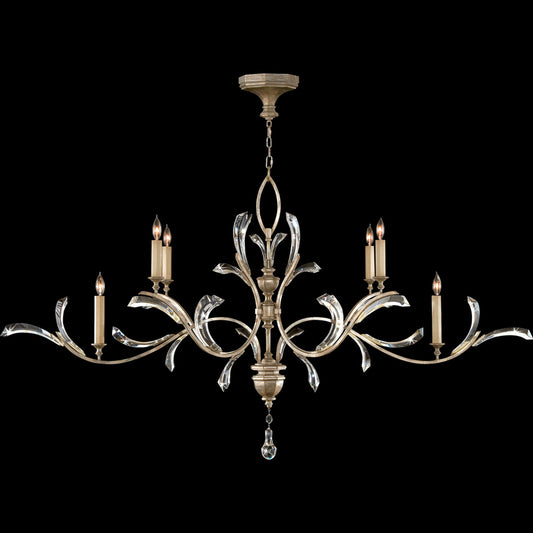 Beveled Arcs Chandelier, Oblong, 6-Light, Silver, 74"W (700840ST 6ELY)