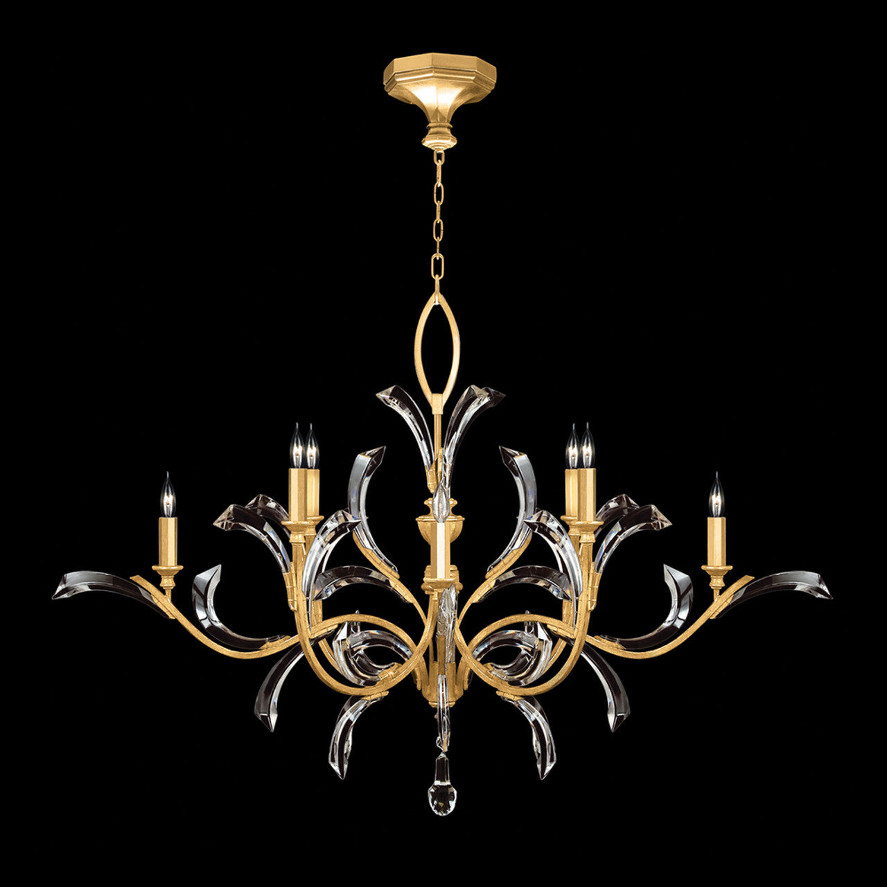 Beveled Arcs Chandelier, Round, 8-Light, Gold Leaf, 57"W (701240-SF3 NHZU)