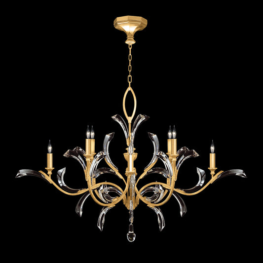 Beveled Arcs Chandelier, Round, 8-Light, Gold Leaf, 57"W (701240-SF3 NHZU)