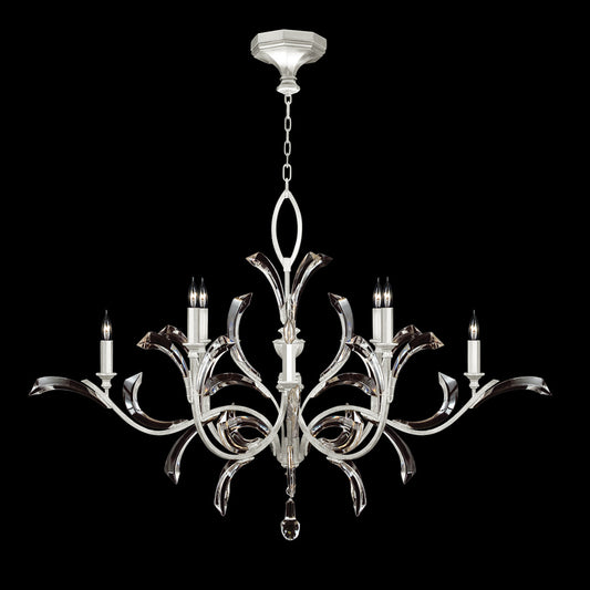 Beveled Arcs Chandelier, Round, 8-Light, Silver Leaf, 57"W (701240-SF4 NHZV)