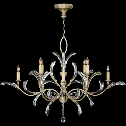 Beveled Arcs Chandelier, Round, 8-Light, Silver, 57"W (701240ST 6EM0)