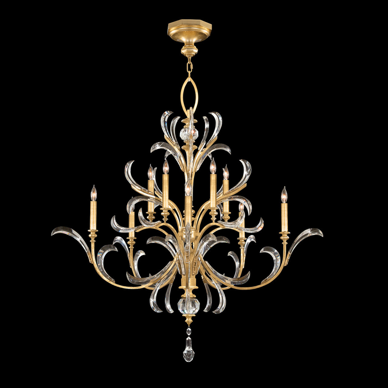 Beveled Arcs Chandelier, Round, 10-Light, Gold Leaf, 56"W (701340-SF3 NHZW)