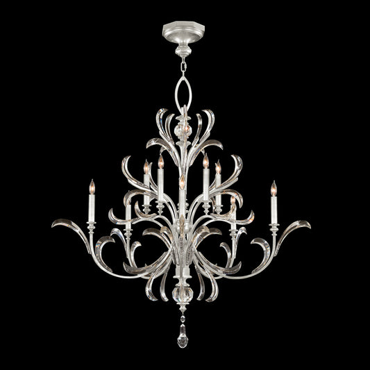 Beveled Arcs Chandelier, Round, 10-Light, Silver Leaf, 56"W (701340-SF4 NHZX)