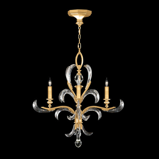 Beveled Arcs Chandelier, Round, 4-Light, Gold Leaf, 28"W (701540-SF3 NHZY)