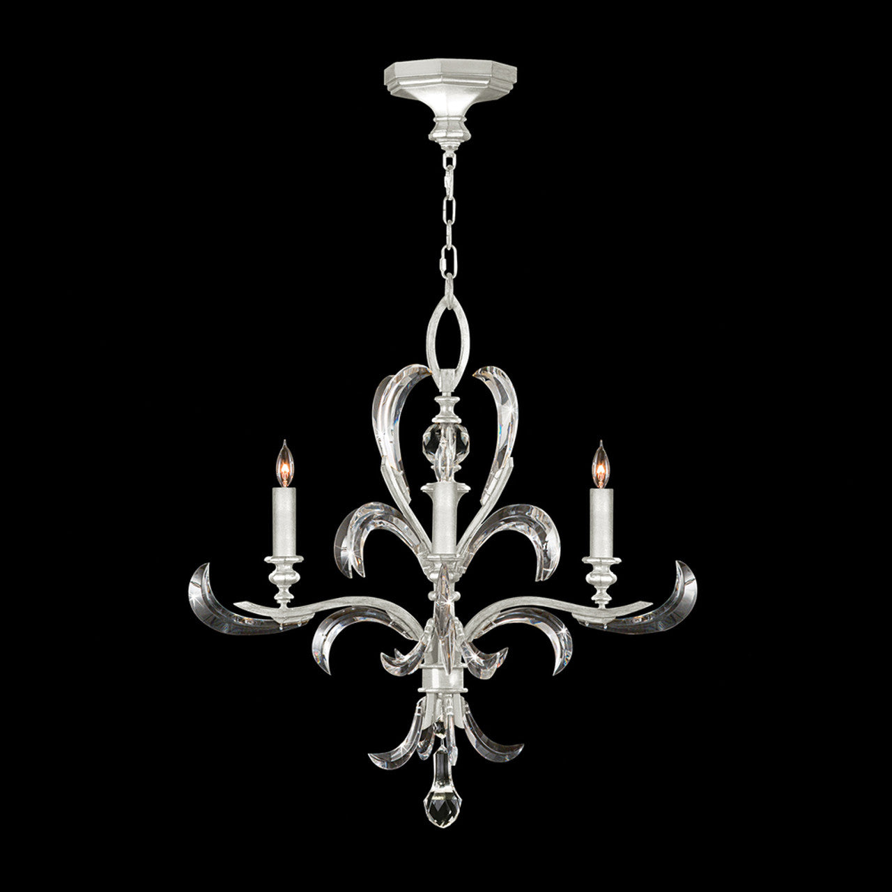 Beveled Arcs Chandelier, Round, 4-Light, Silver Leaf, 28"W (701540-SF4 NHZZ)