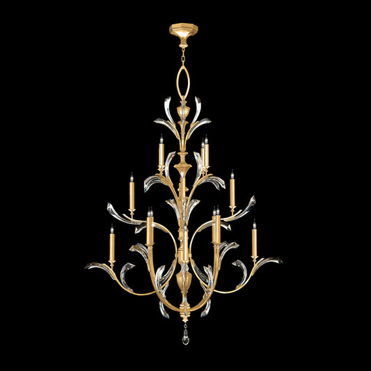 Beveled Arcs Chandelier, Round, 16-Light, Gold Leaf, 56"W (702040-SF3 NJ02)