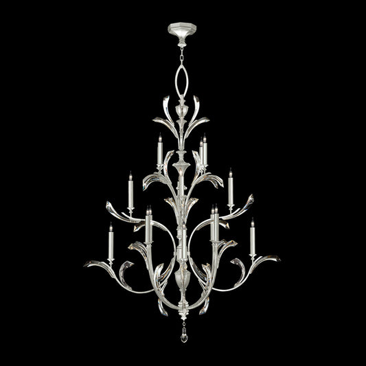 Beveled Arcs Chandelier, Round, 16-Light, Silver Leaf, 56"W (702040-SF4 NJ03)