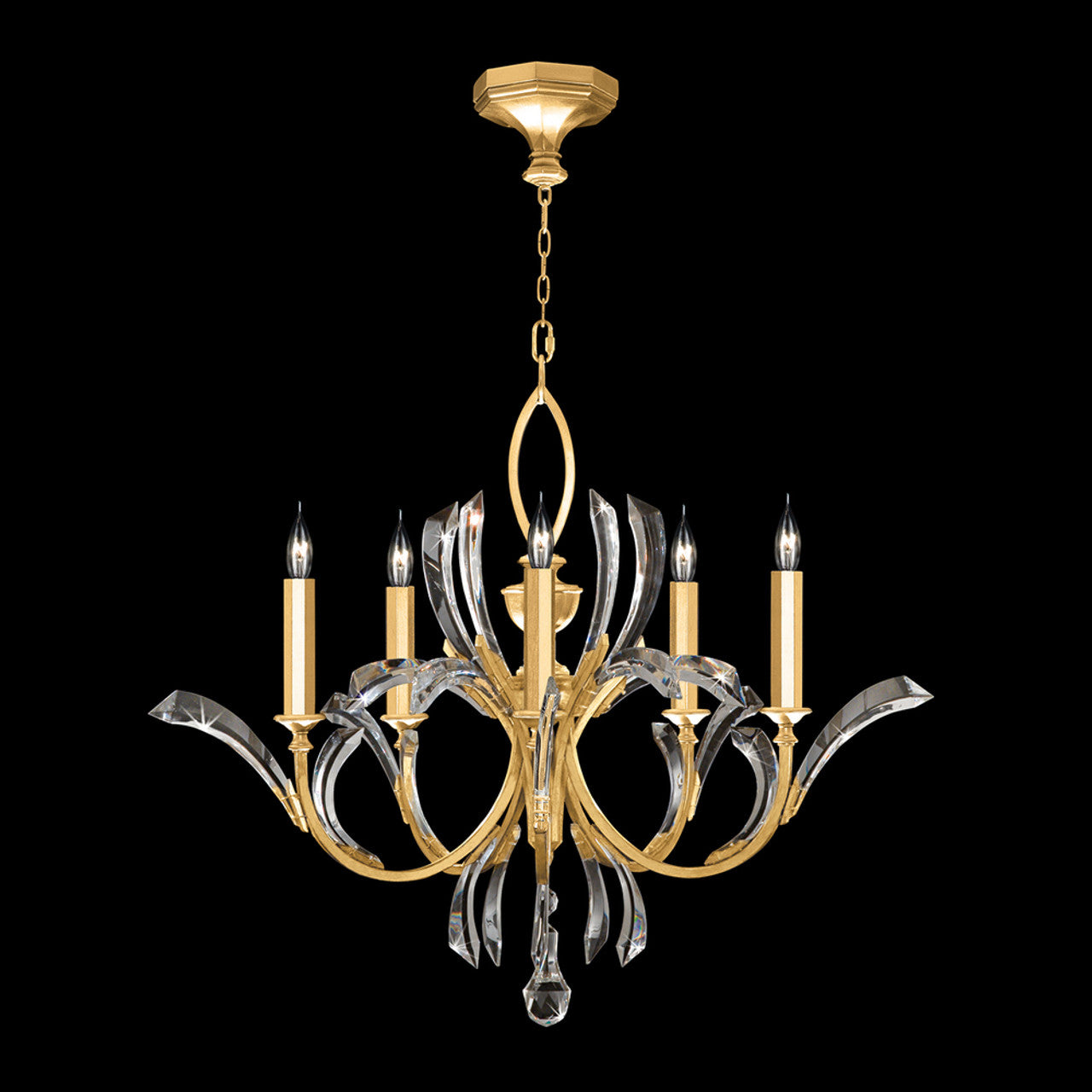 Beveled Arcs Chandelier, Round, 5-Light, Gold Leaf, 36"W (702240-SF3 NJ04)