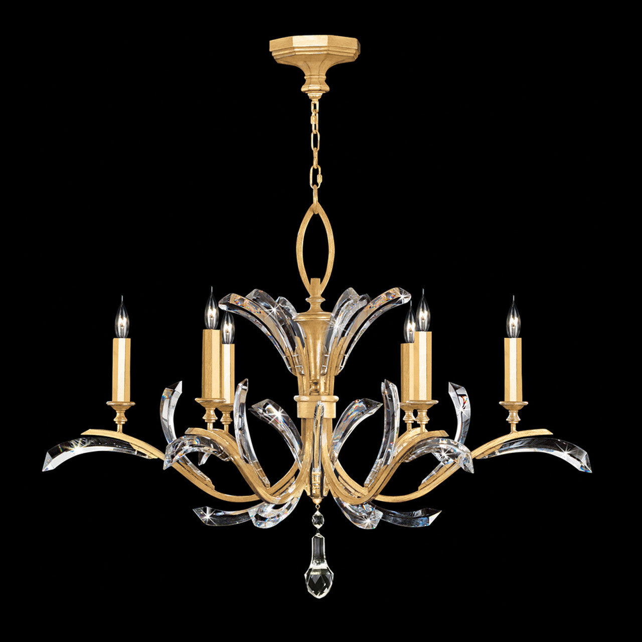 Beveled Arcs Chandelier, Round, 6-Light, Gold Leaf, 42"W (702440-SF3 NJ06)