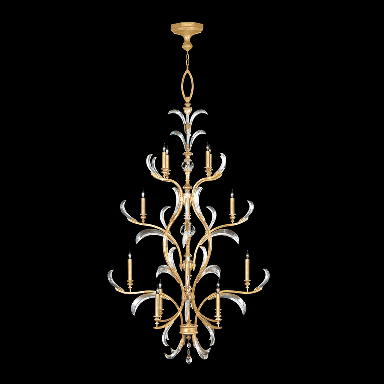 Beveled Arcs Chandelier, Round, 16-Light, Gold Leaf, 48"W (704040-SF3 NJ08)