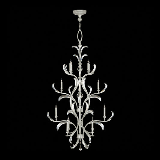 Beveled Arcs Chandelier, Round, 16-Light, Silver Leaf, 48"W (704040-SF4 NJ09)