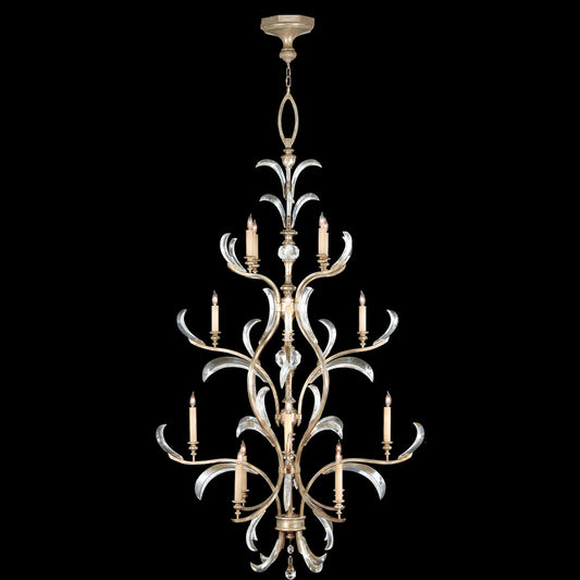 Beveled Arcs Chandelier, Round, 16-Light, Silver, 48"W (704040ST 6EMC)